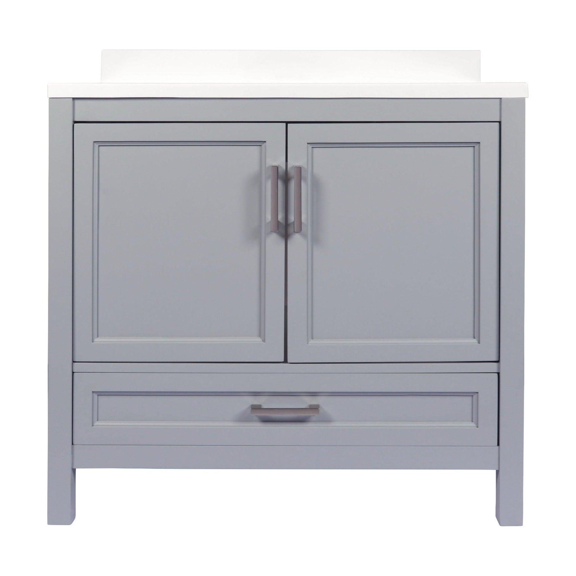 Ella’s Bubbles Nevado 37" Gray Bathroom Vanity With White Cultured Marble Top With White Backsplash and Sink