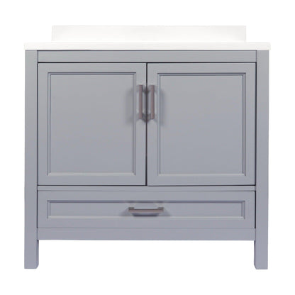 Ella’s Bubbles Nevado 37" Gray Bathroom Vanity With White Cultured Marble Top With White Backsplash and Sink