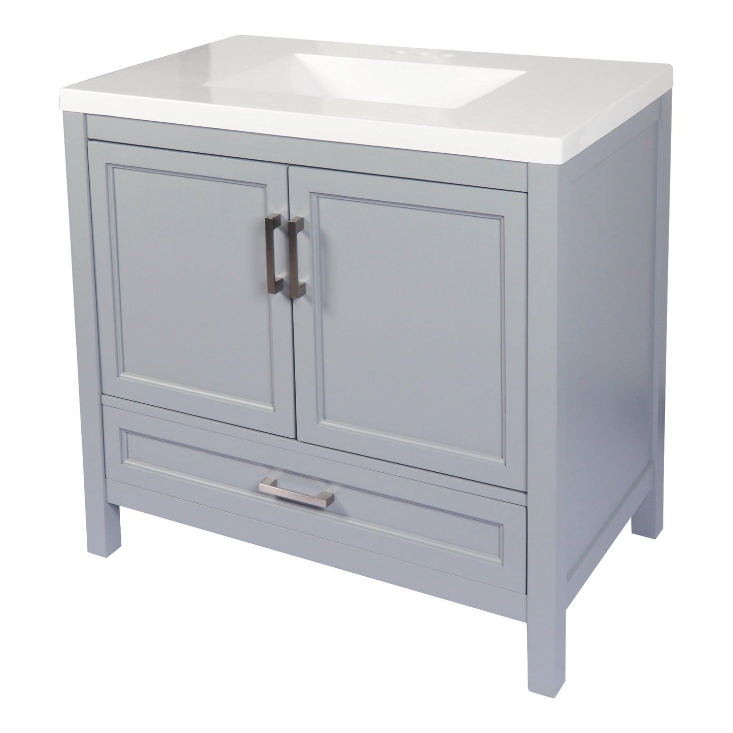 Ella’s Bubbles Nevado 37" Gray Bathroom Vanity With White Cultured Marble Top and Sink