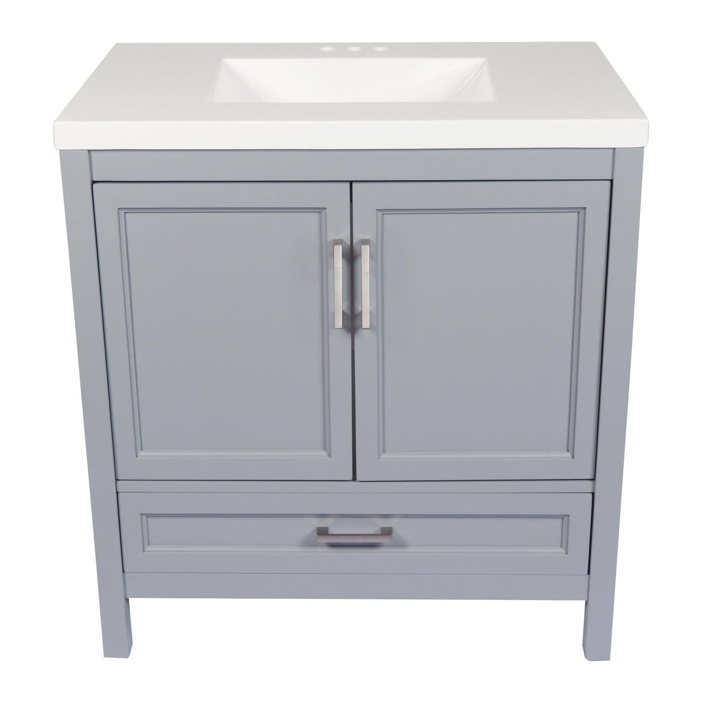 Ella’s Bubbles Nevado 37" Gray Bathroom Vanity With White Cultured Marble Top and Sink