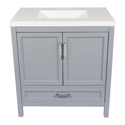 Ella’s Bubbles Nevado 37" Gray Bathroom Vanity With White Cultured Marble Top and Sink