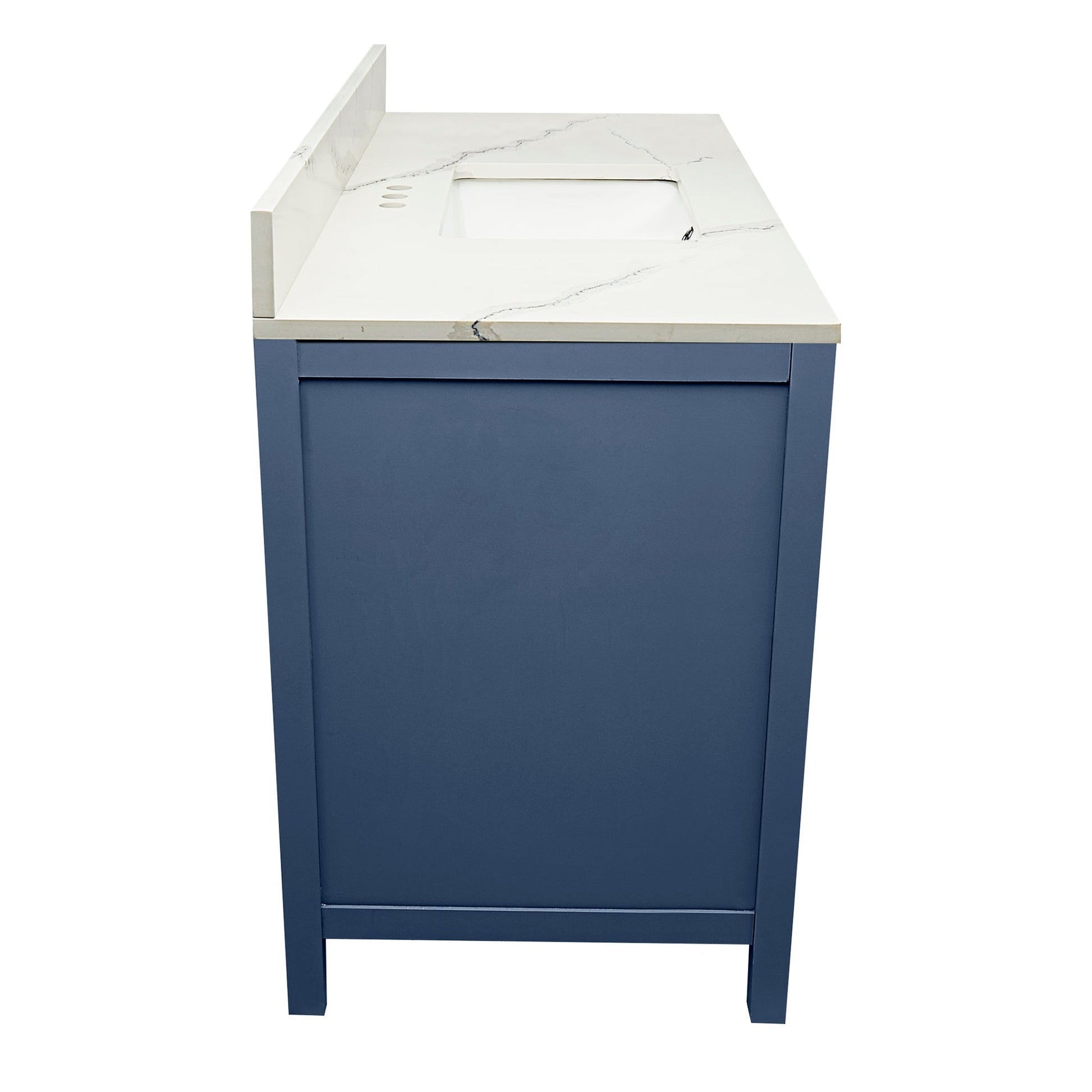 Ella’s Bubbles Nevado 37" Navy Blue Bathroom Vanity With Calacatta White Quartz Stone Top With Backsplash and Sink