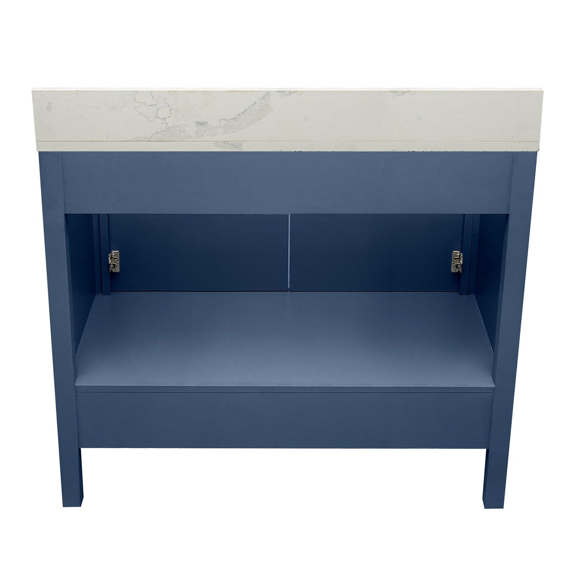 Ella’s Bubbles Nevado 37" Navy Blue Bathroom Vanity With Calacatta White Quartz Stone Top With Backsplash and Sink