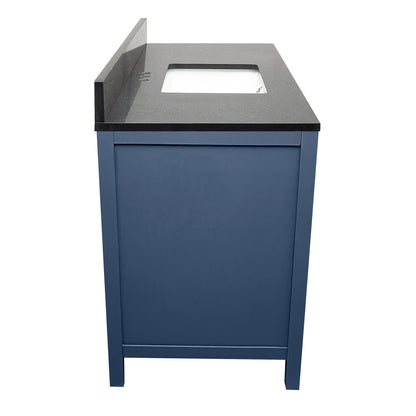 Ella’s Bubbles Nevado 37" Navy Blue Bathroom Vanity With Galaxy Black Quartz Stone Top With Backsplash and Sink