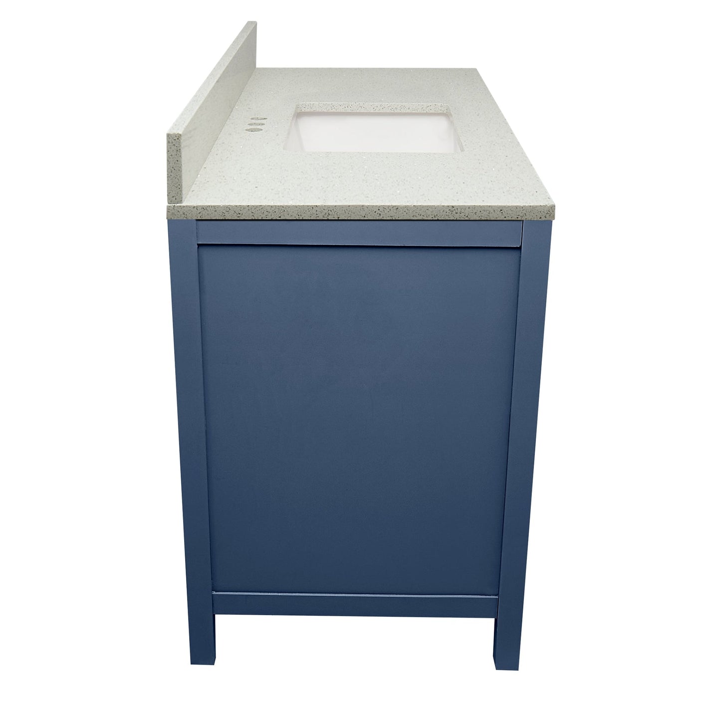 Ella’s Bubbles Nevado 37" Navy Blue Bathroom Vanity With Galaxy White Quartz Stone Top With Backsplash and Sink