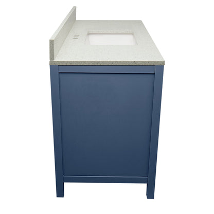 Ella’s Bubbles Nevado 37" Navy Blue Bathroom Vanity With Galaxy White Quartz Stone Top With Backsplash and Sink