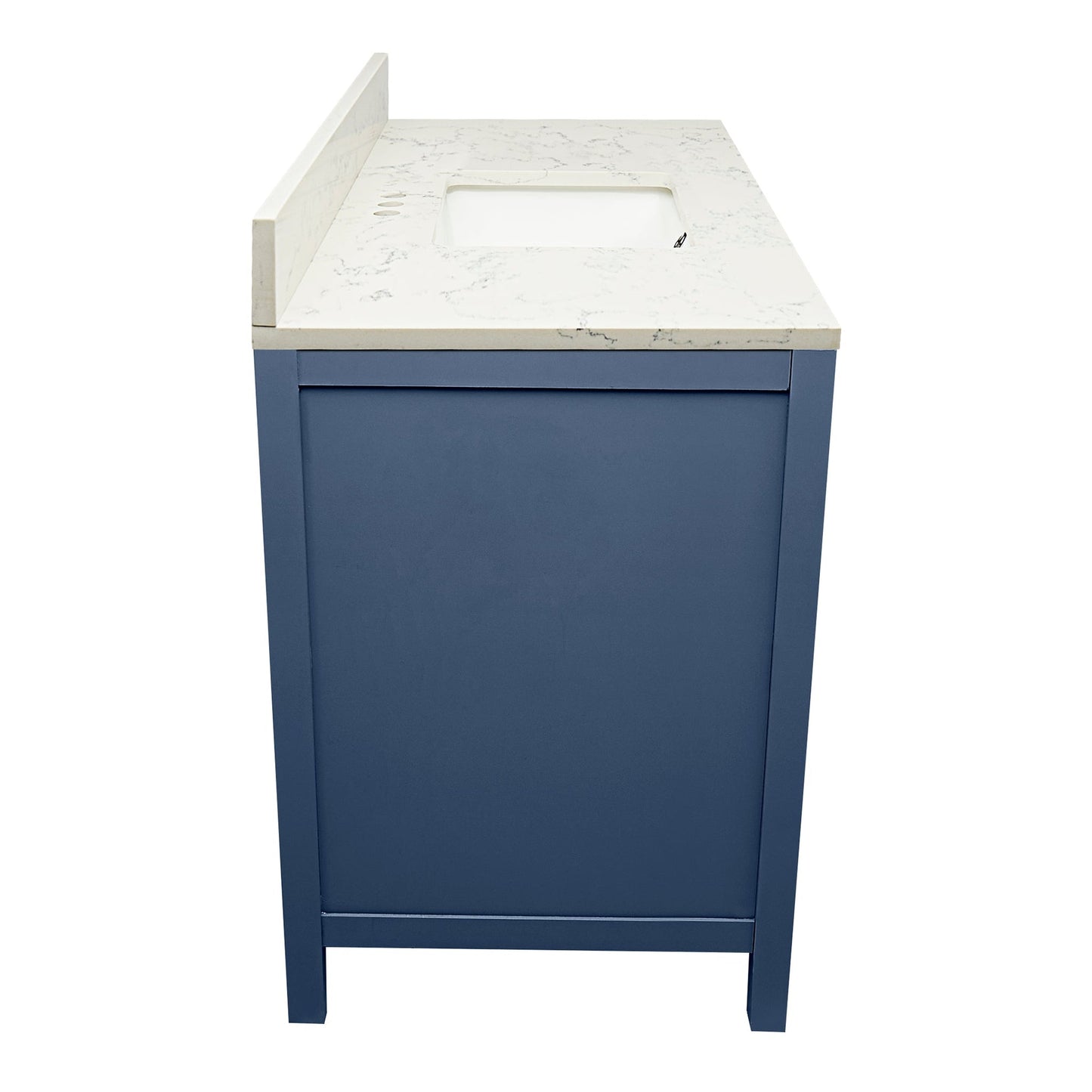 Ella’s Bubbles Nevado 37" Navy Blue Bathroom Vanity With Lyra White Quartz Stone Top With Backsplash and Sink