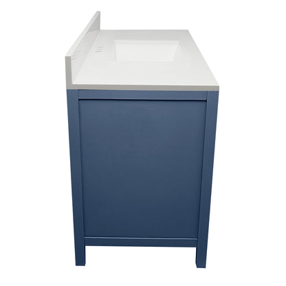 Ella’s Bubbles Nevado 37" Navy Blue Bathroom Vanity With White Cultured Marble Top With White Backsplash and Sink