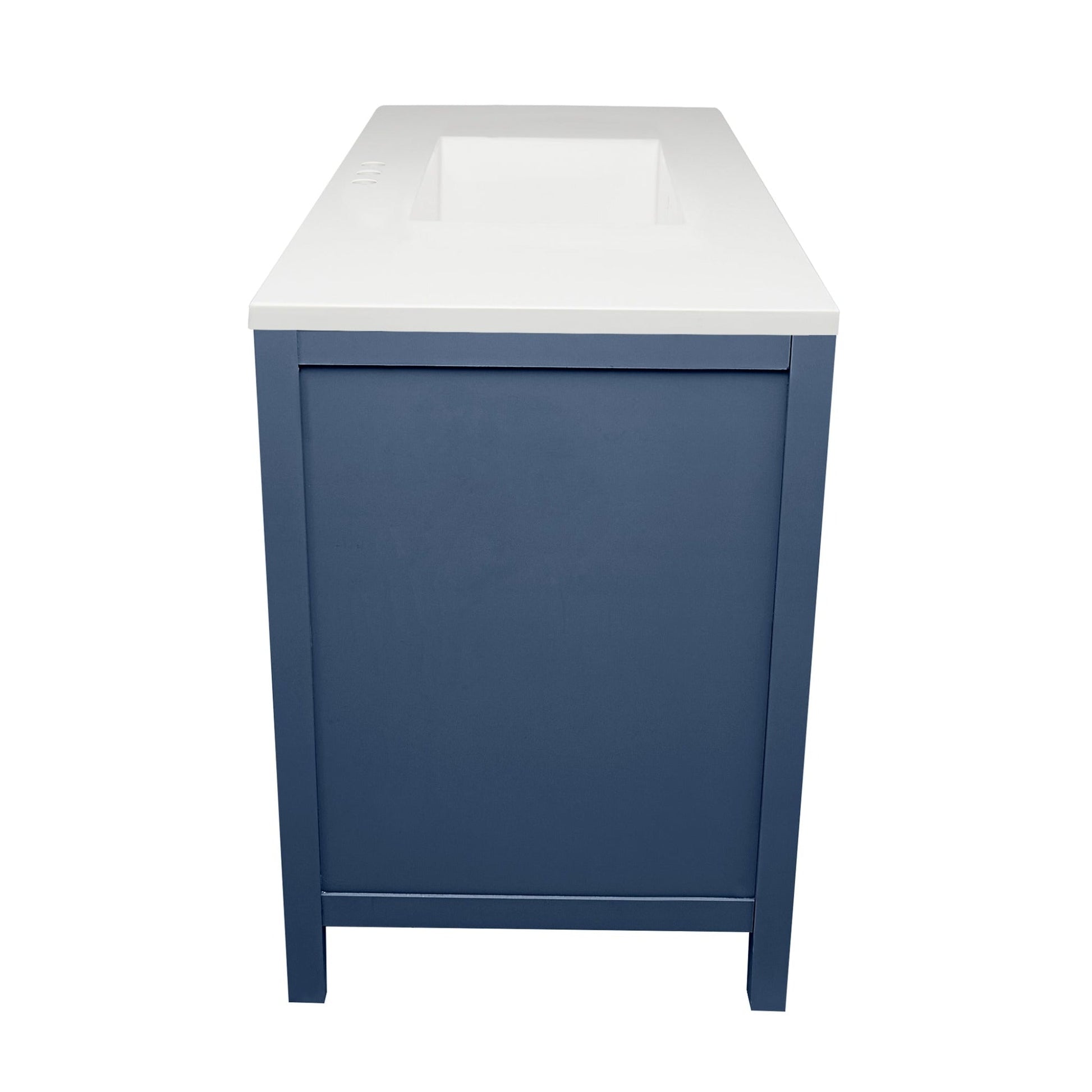Ella’s Bubbles Nevado 37" Navy Blue Bathroom Vanity With White Cultured Marble Top and Sink