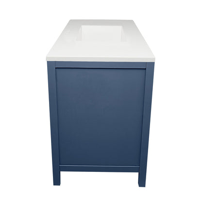 Ella’s Bubbles Nevado 37" Navy Blue Bathroom Vanity With White Cultured Marble Top and Sink