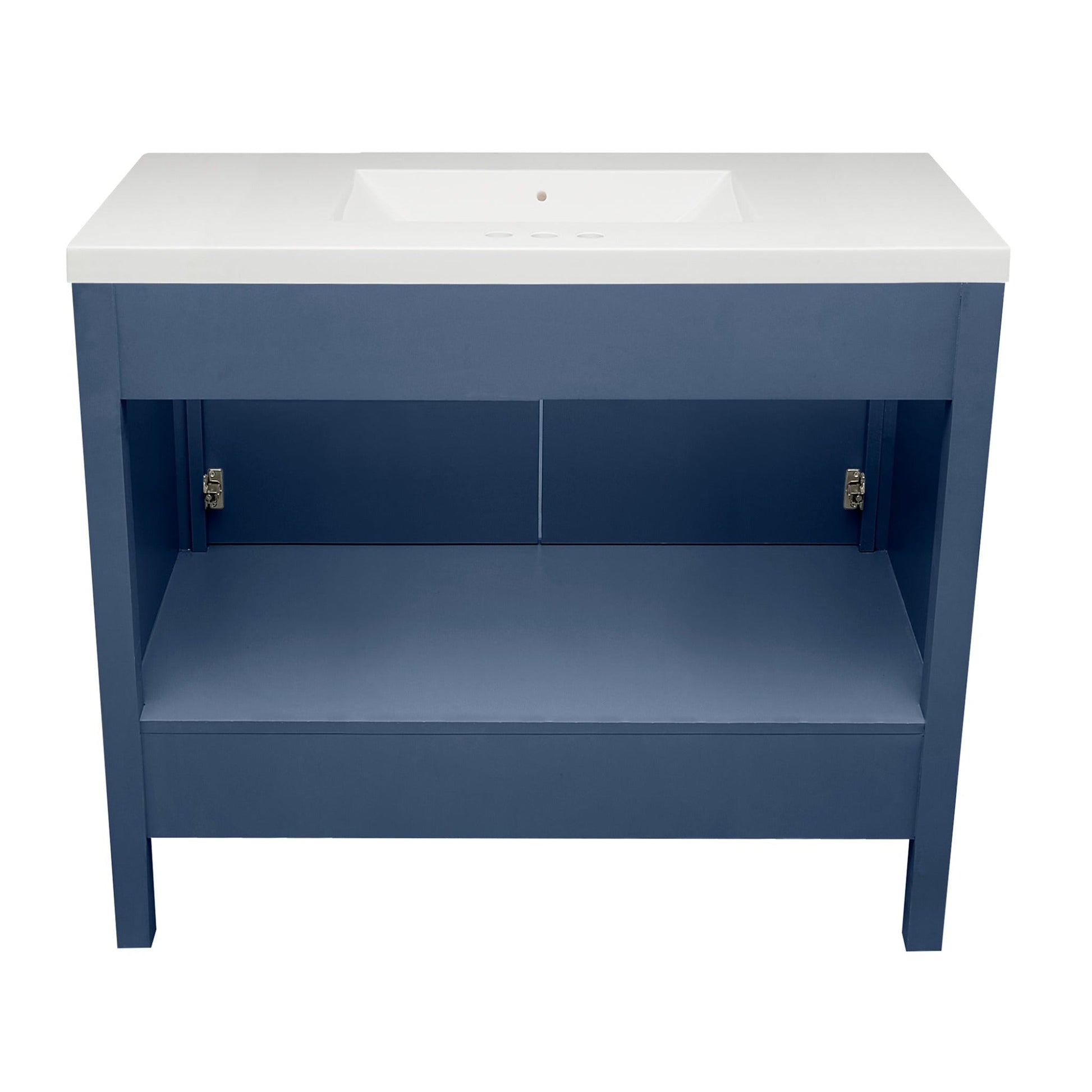 Ella’s Bubbles Nevado 37" Navy Blue Bathroom Vanity With White Cultured Marble Top and Sink