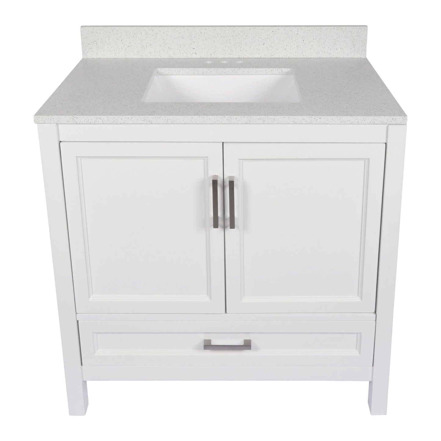 Ella’s Bubbles Nevado 37" White Bathroom Vanity With Galaxy White Quartz Stone Top With Backsplash and Sink