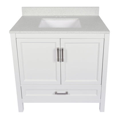 Ella’s Bubbles Nevado 37" White Bathroom Vanity With Galaxy White Quartz Stone Top With Backsplash and Sink