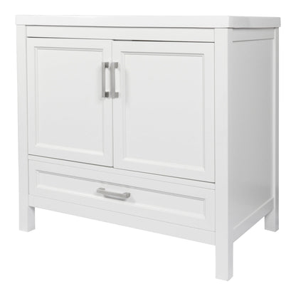 Ella’s Bubbles Nevado 37" White Bathroom Vanity With White Cultured Marble Top and Sink
