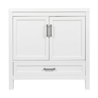 Ella’s Bubbles Nevado 37" White Bathroom Vanity With White Cultured Marble Top and Sink