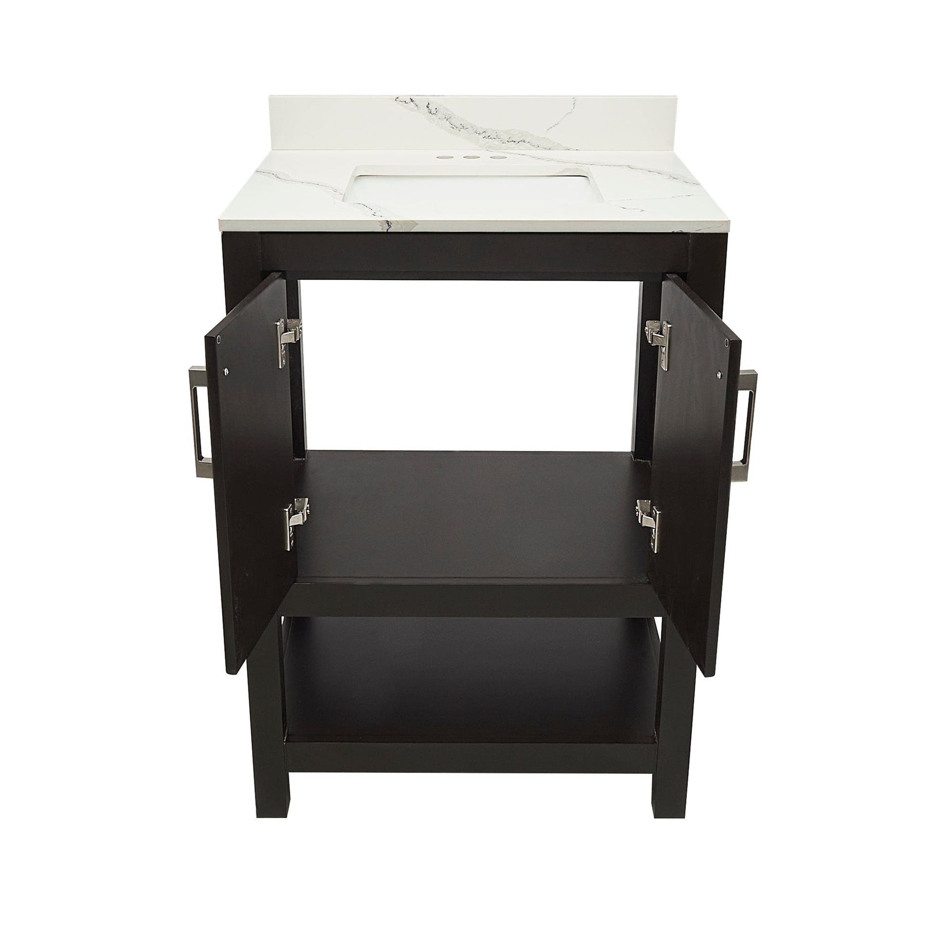 Ella's Bubbles Taos 25" Espresso Bathroom Vanity With Calacatta White Quartz Stone Top With Backsplash and Sink