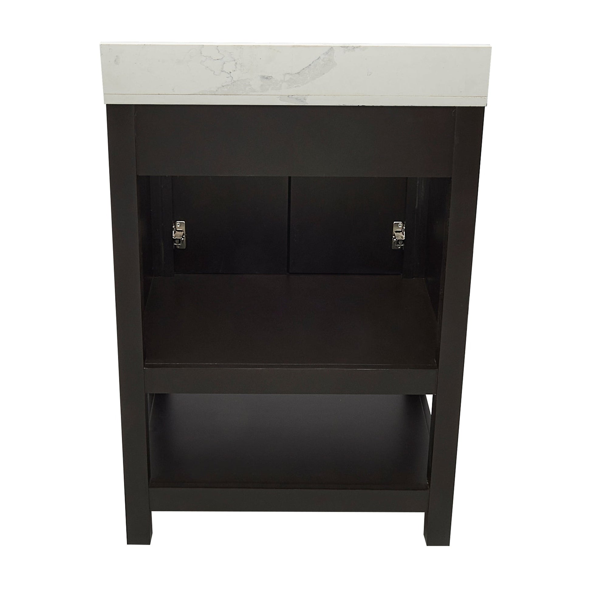 Ella's Bubbles Taos 25" Espresso Bathroom Vanity With Calacatta White Quartz Stone Top With Backsplash and Sink