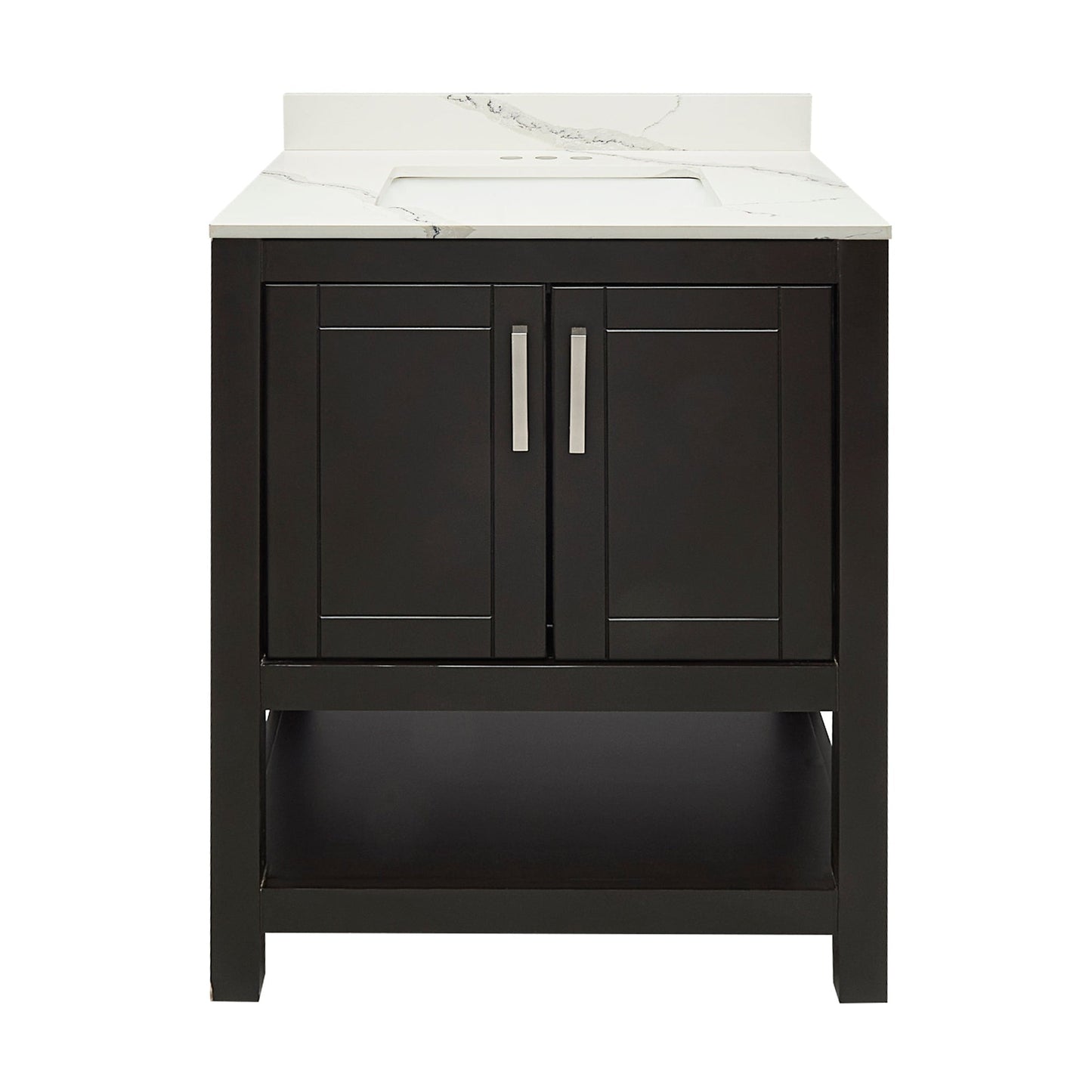 Ella's Bubbles Taos 25" Espresso Bathroom Vanity With Calacatta White Quartz Stone Top With Backsplash and Sink