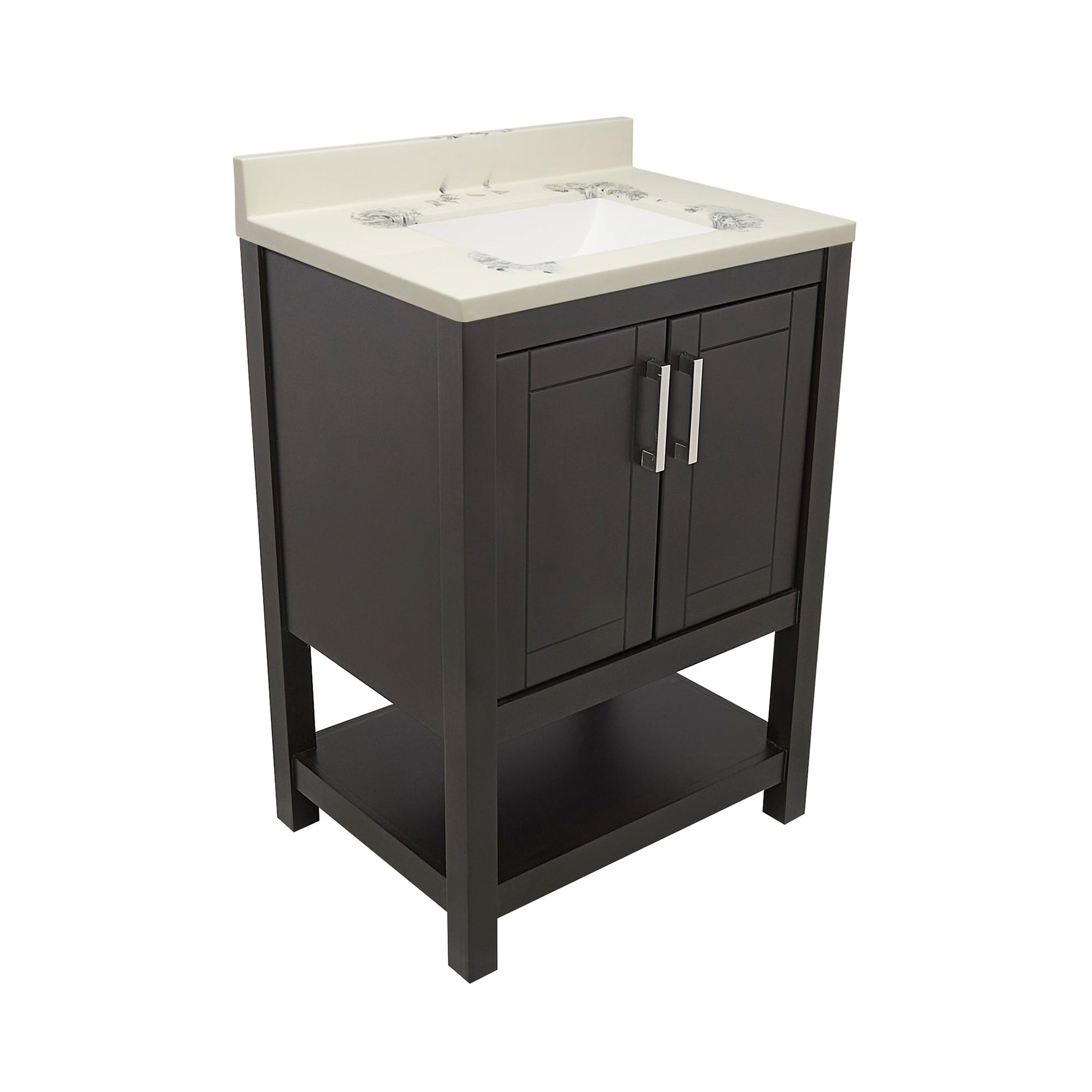 Ella's Bubbles Taos 25" Espresso Bathroom Vanity With Carrara White Cultured Marble Top With Backsplash and Sink