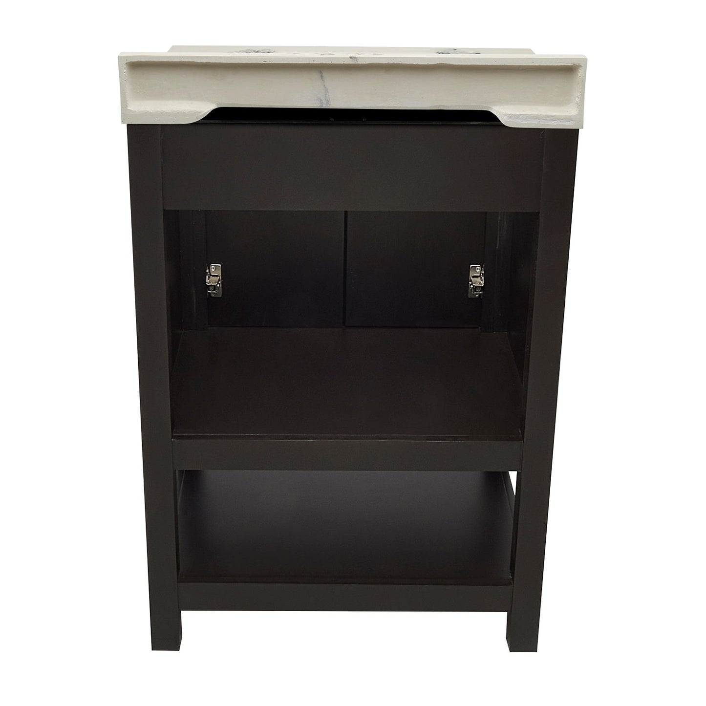 Ella's Bubbles Taos 25" Espresso Bathroom Vanity With Carrara White Cultured Marble Top With Backsplash and Sink