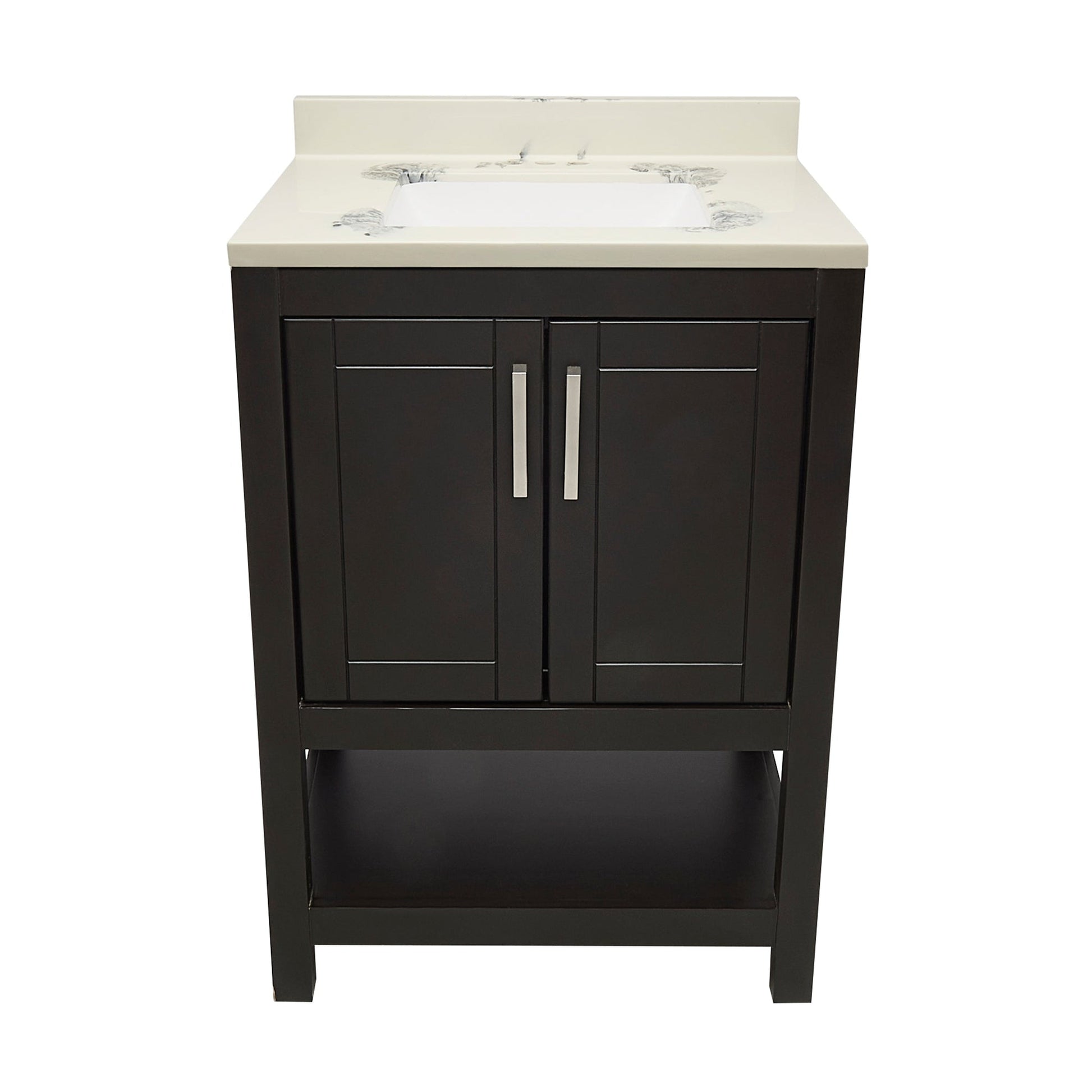 Ella's Bubbles Taos 25" Espresso Bathroom Vanity With Carrara White Cultured Marble Top With Backsplash and Sink