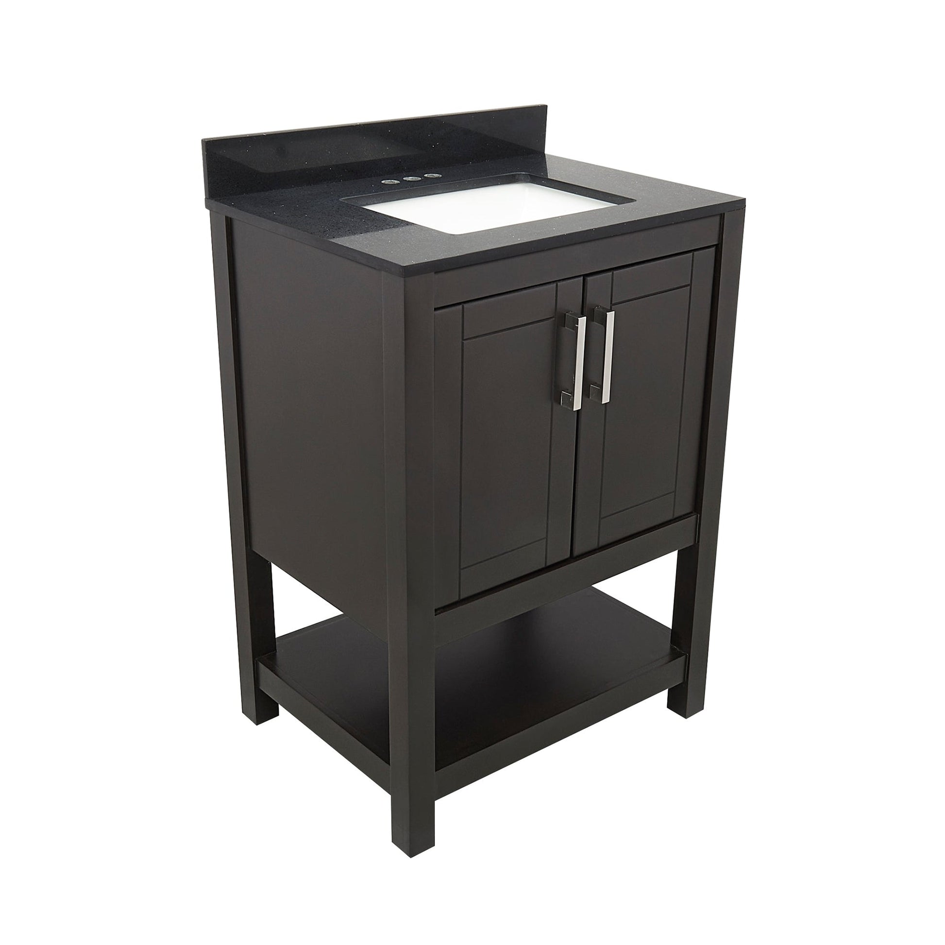 Ella's Bubbles Taos 25" Espresso Bathroom Vanity With Galaxy Black Quartz Stone Top With Backsplash and Sink