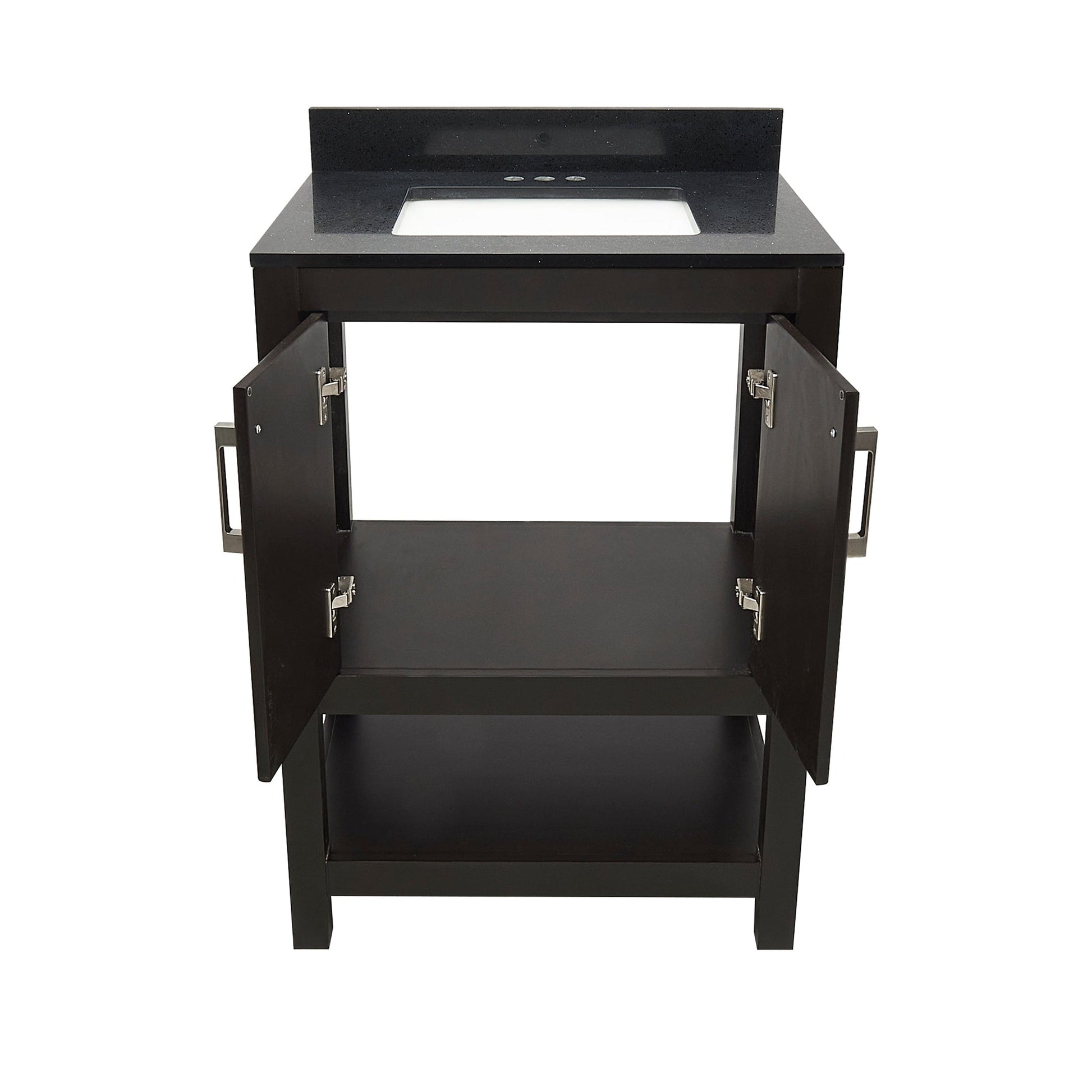 Ella's Bubbles Taos 25" Espresso Bathroom Vanity With Galaxy Black Quartz Stone Top With Backsplash and Sink