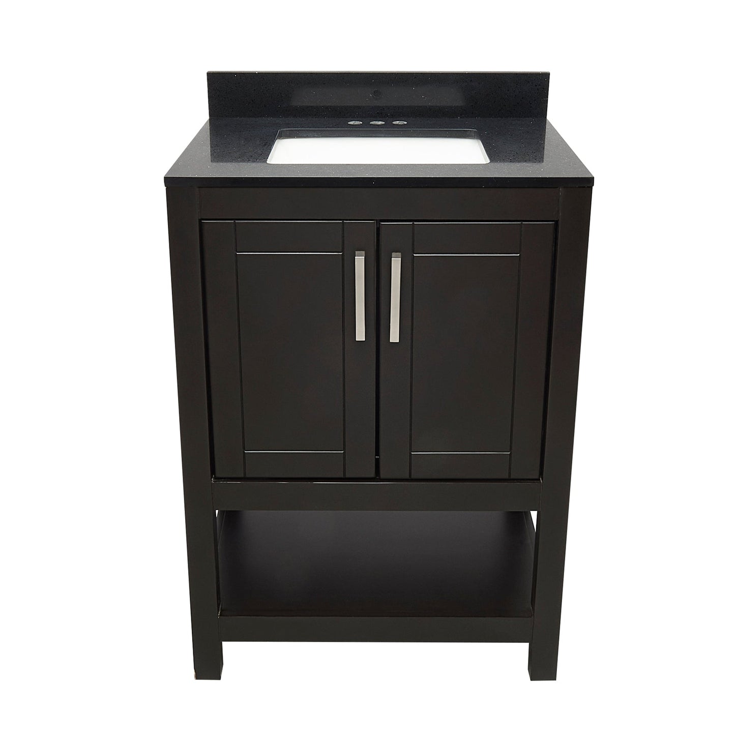 Ella's Bubbles Taos 25" Espresso Bathroom Vanity With Galaxy Black Quartz Stone Top With Backsplash and Sink