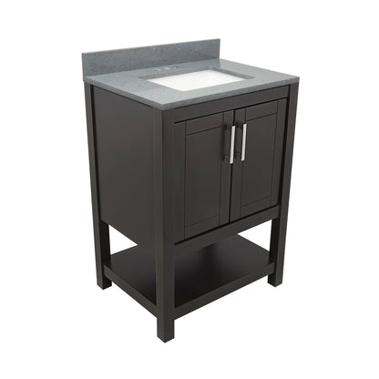 Ella's Bubbles Taos 25" Espresso Bathroom Vanity With Galaxy Gray Quartz Stone Top With Backsplash and Sink