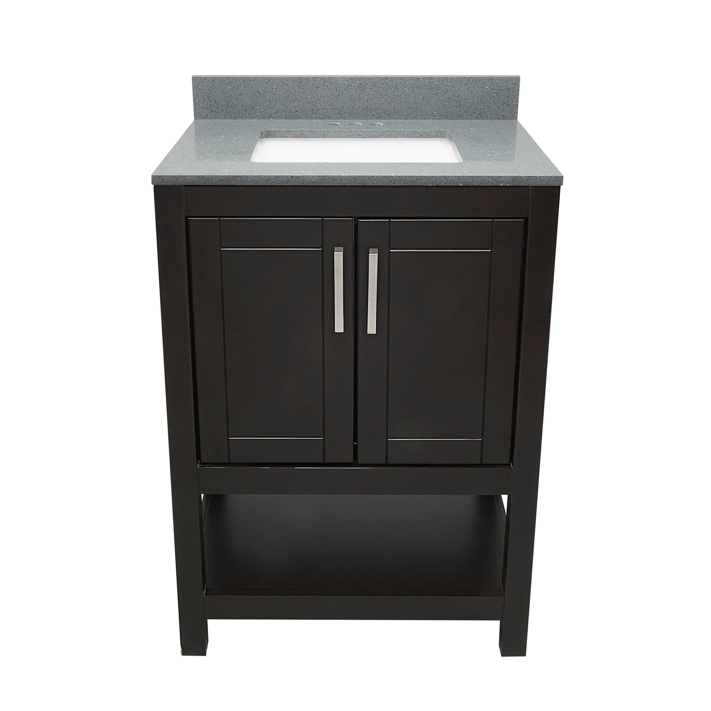 Ella's Bubbles Taos 25" Espresso Bathroom Vanity With Galaxy Gray Quartz Stone Top With Backsplash and Sink