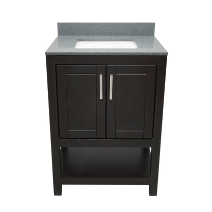 Ella's Bubbles Taos 25" Espresso Bathroom Vanity With Galaxy Gray Quartz Stone Top With Backsplash and Sink