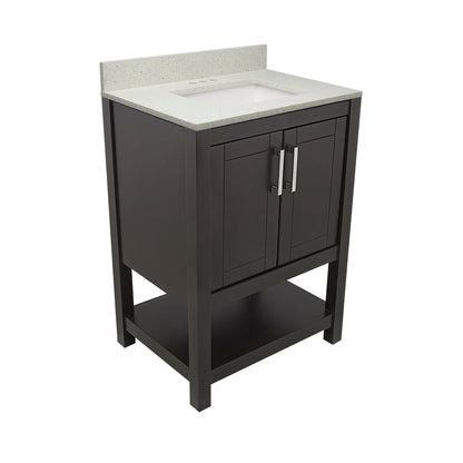 Ella's Bubbles Taos 25" Espresso Bathroom Vanity With Galaxy White Quartz Stone Top With Backsplash and Sink