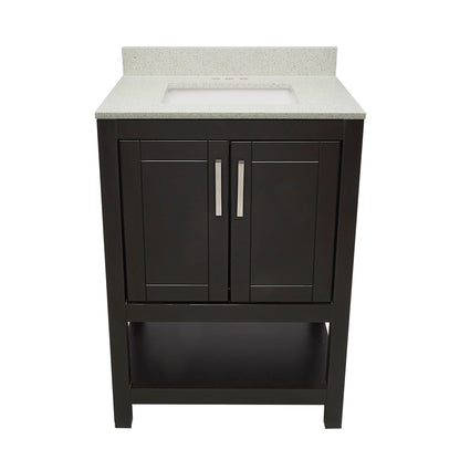 Ella's Bubbles Taos 25" Espresso Bathroom Vanity With Galaxy White Quartz Stone Top With Backsplash and Sink