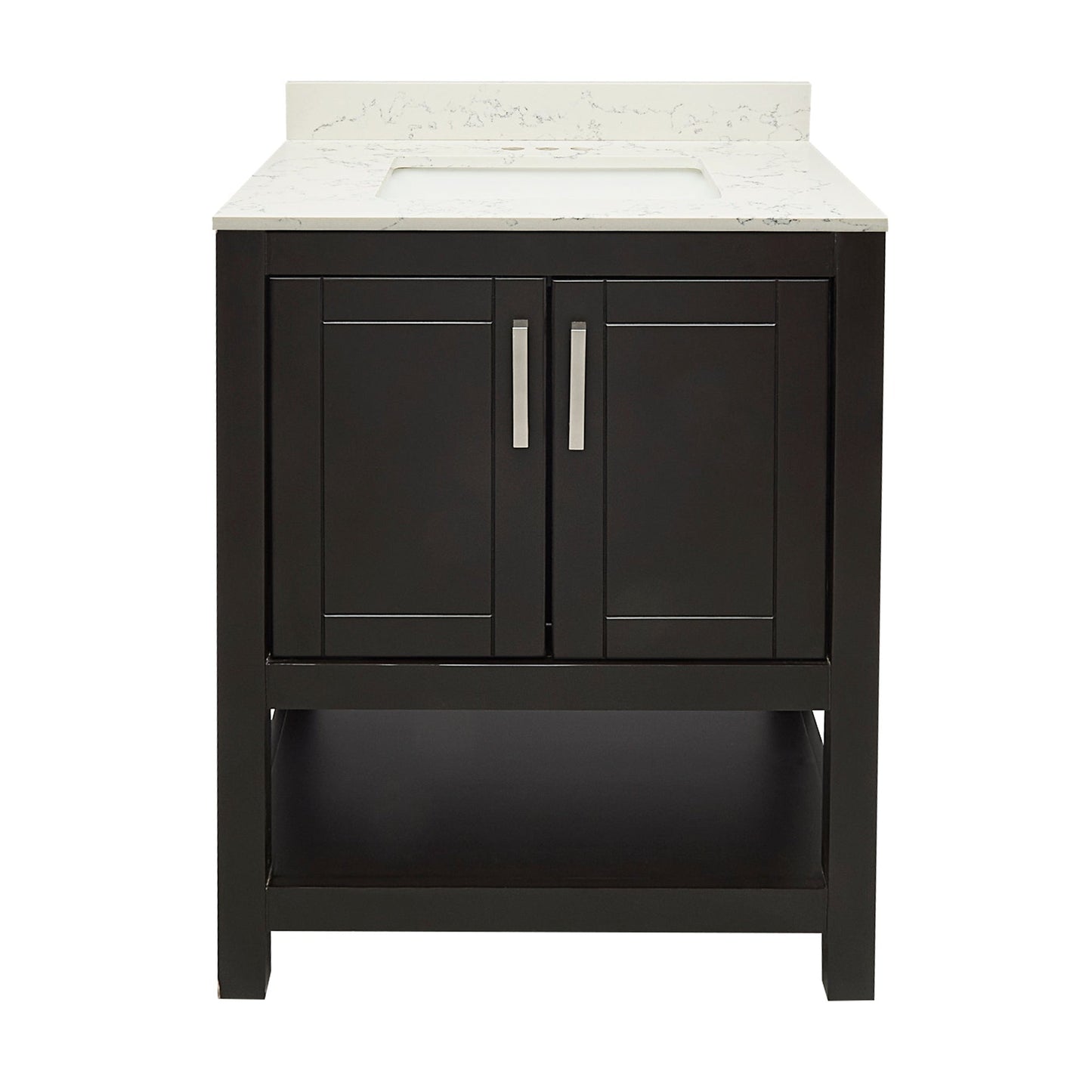 Ella's Bubbles Taos 25" Espresso Bathroom Vanity With Lyra White Quartz Stone Top With Backsplash and Sink