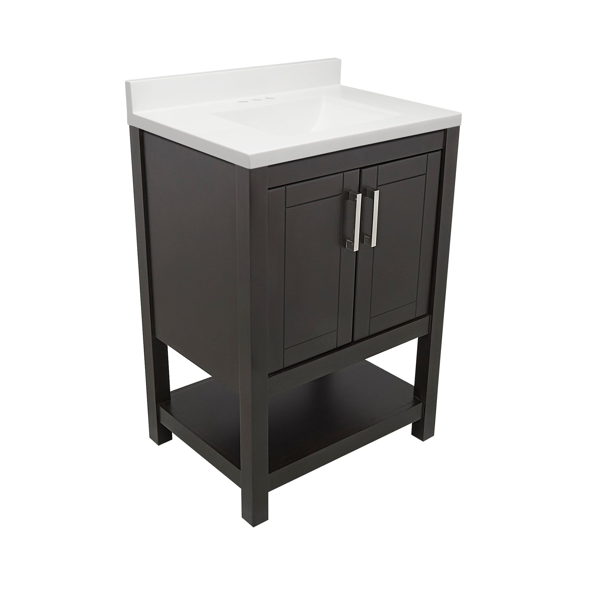 Ella's Bubbles Taos 25" Espresso Bathroom Vanity With White Cultured Marble Top With White Backsplash and Sink