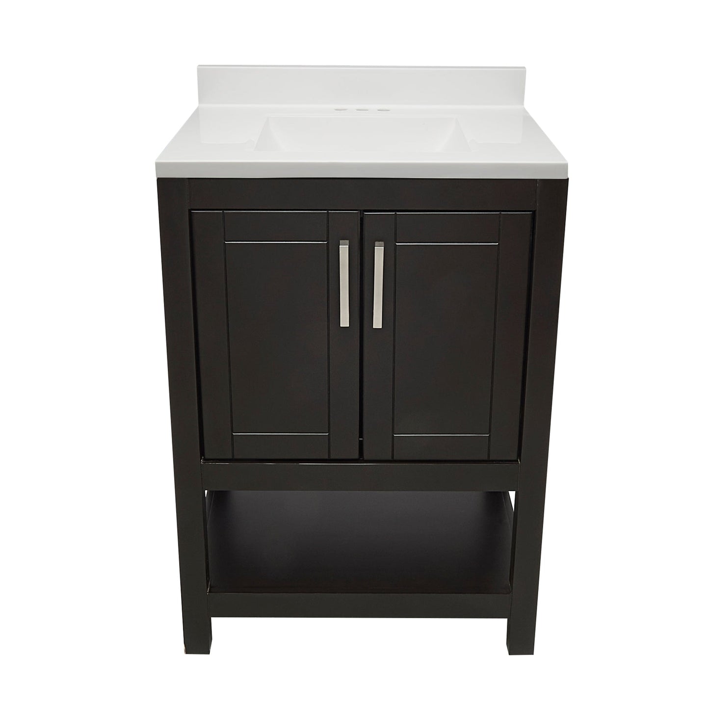 Ella's Bubbles Taos 25" Espresso Bathroom Vanity With White Cultured Marble Top With White Backsplash and Sink
