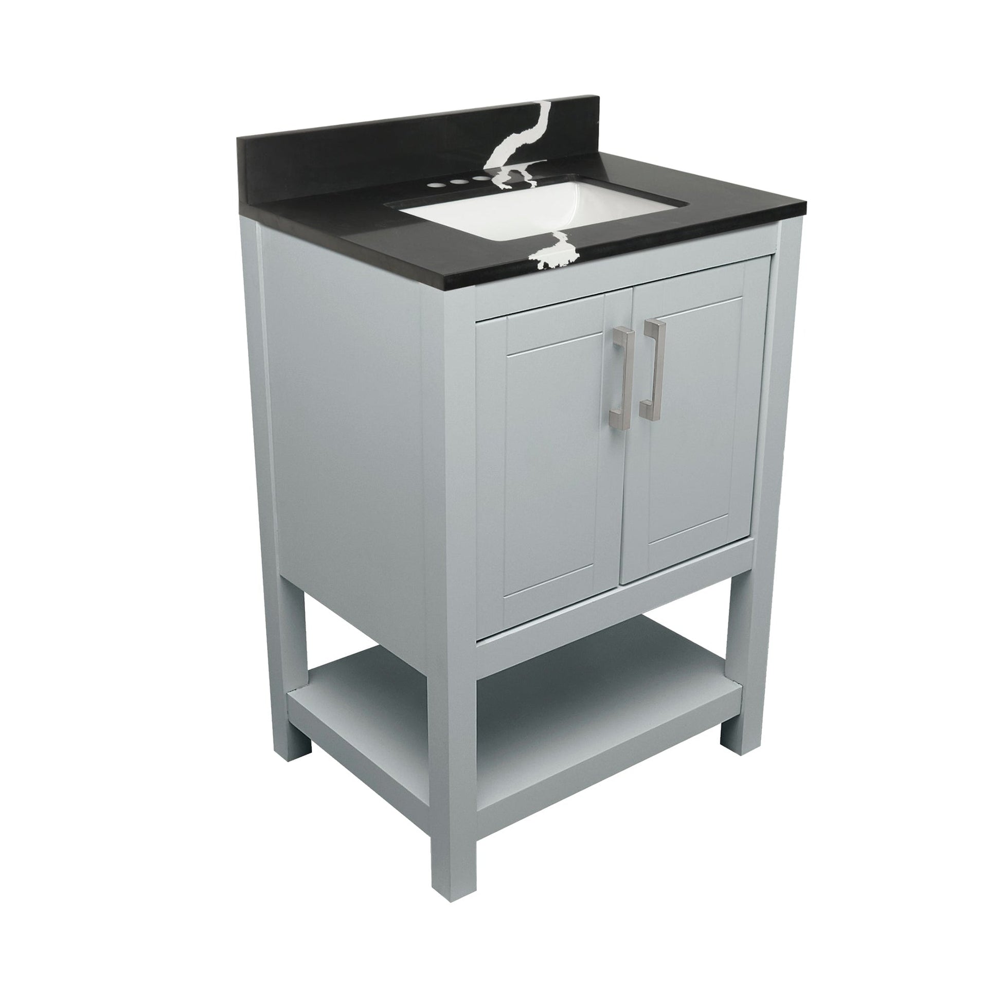 Ella's Bubbles Taos 25" Gray Bathroom Vanity With Calacatta Black Quartz Stone Top With Backsplash and Sink