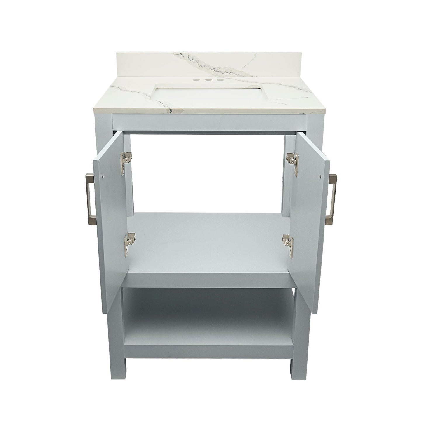 Ella's Bubbles Taos 25" Gray Bathroom Vanity With Calacatta White Quartz Stone Top With Backsplash and Sink