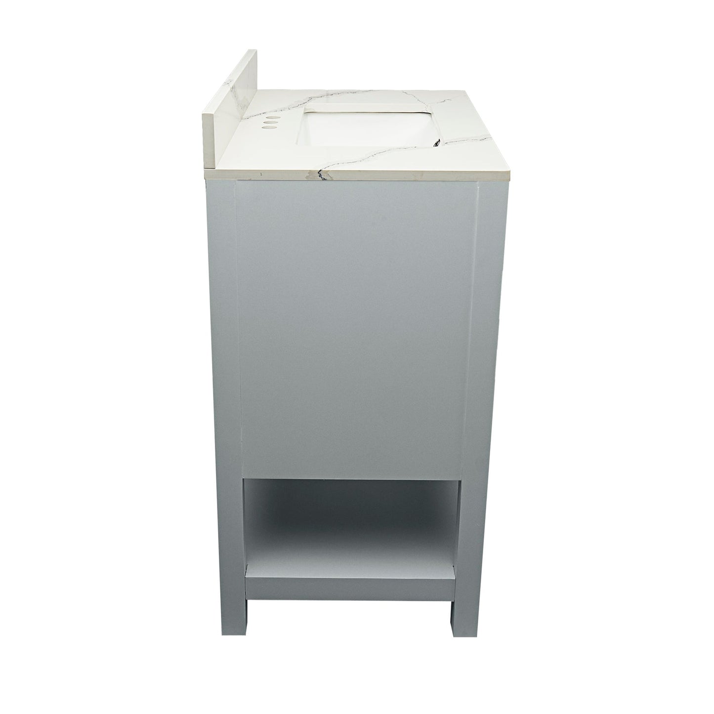 Ella's Bubbles Taos 25" Gray Bathroom Vanity With Calacatta White Quartz Stone Top With Backsplash and Sink