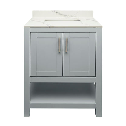 Ella's Bubbles Taos 25" Gray Bathroom Vanity With Calacatta White Quartz Stone Top With Backsplash and Sink