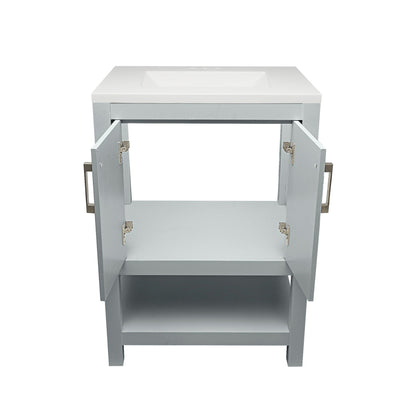 Ella's Bubbles Taos 25" Gray Bathroom Vanity With Carrara White Cultured Marble Top With Backsplash and Sink