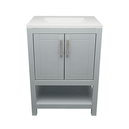 Ella's Bubbles Taos 25" Gray Bathroom Vanity With Carrara White Cultured Marble Top With Backsplash and Sink