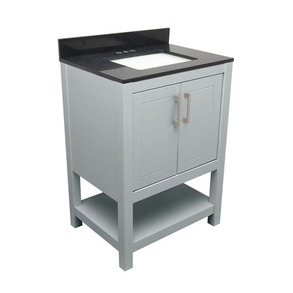 Ella's Bubbles Taos 25" Gray Bathroom Vanity With Galaxy Black Quartz Stone Top With Backsplash and Sink