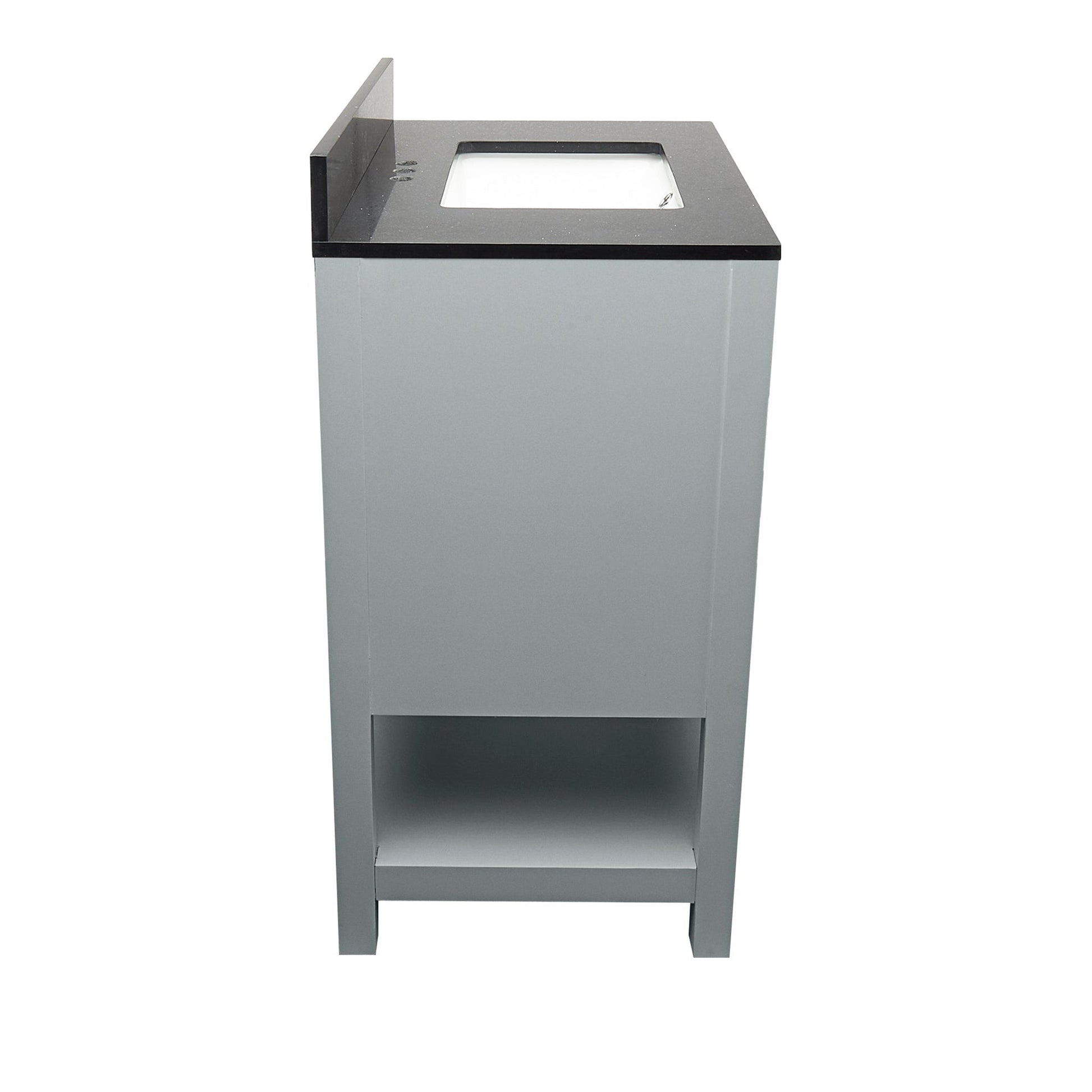 Ella's Bubbles Taos 25" Gray Bathroom Vanity With Galaxy Black Quartz Stone Top With Backsplash and Sink