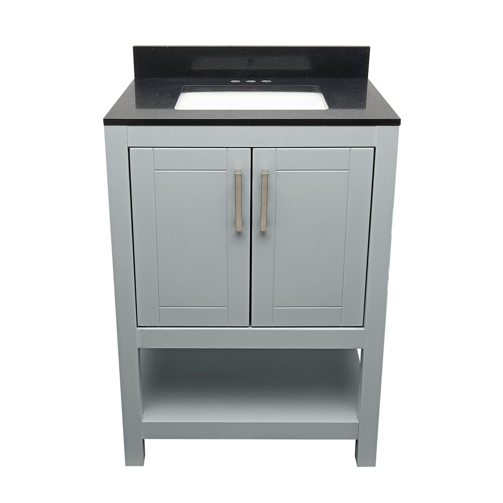 Ella's Bubbles Taos 25" Gray Bathroom Vanity With Galaxy Black Quartz Stone Top With Backsplash and Sink