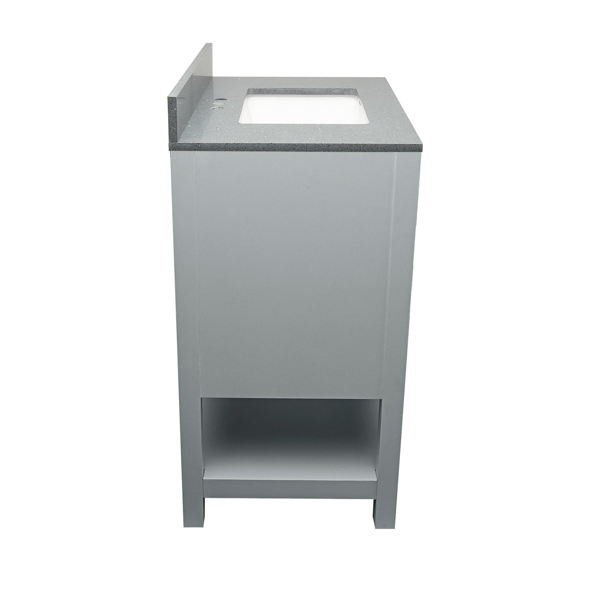 Ella's Bubbles Taos 25" Gray Bathroom Vanity With Galaxy Gray Quartz Stone Top With Backsplash and Sink