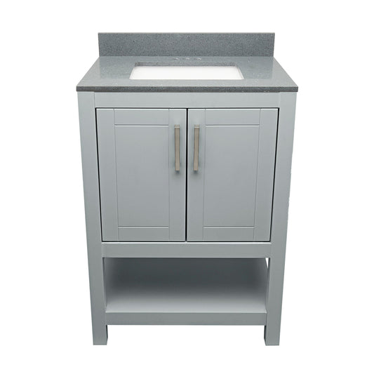 Ella's Bubbles Taos 25" Gray Bathroom Vanity With Galaxy Gray Quartz Stone Top With Backsplash and Sink