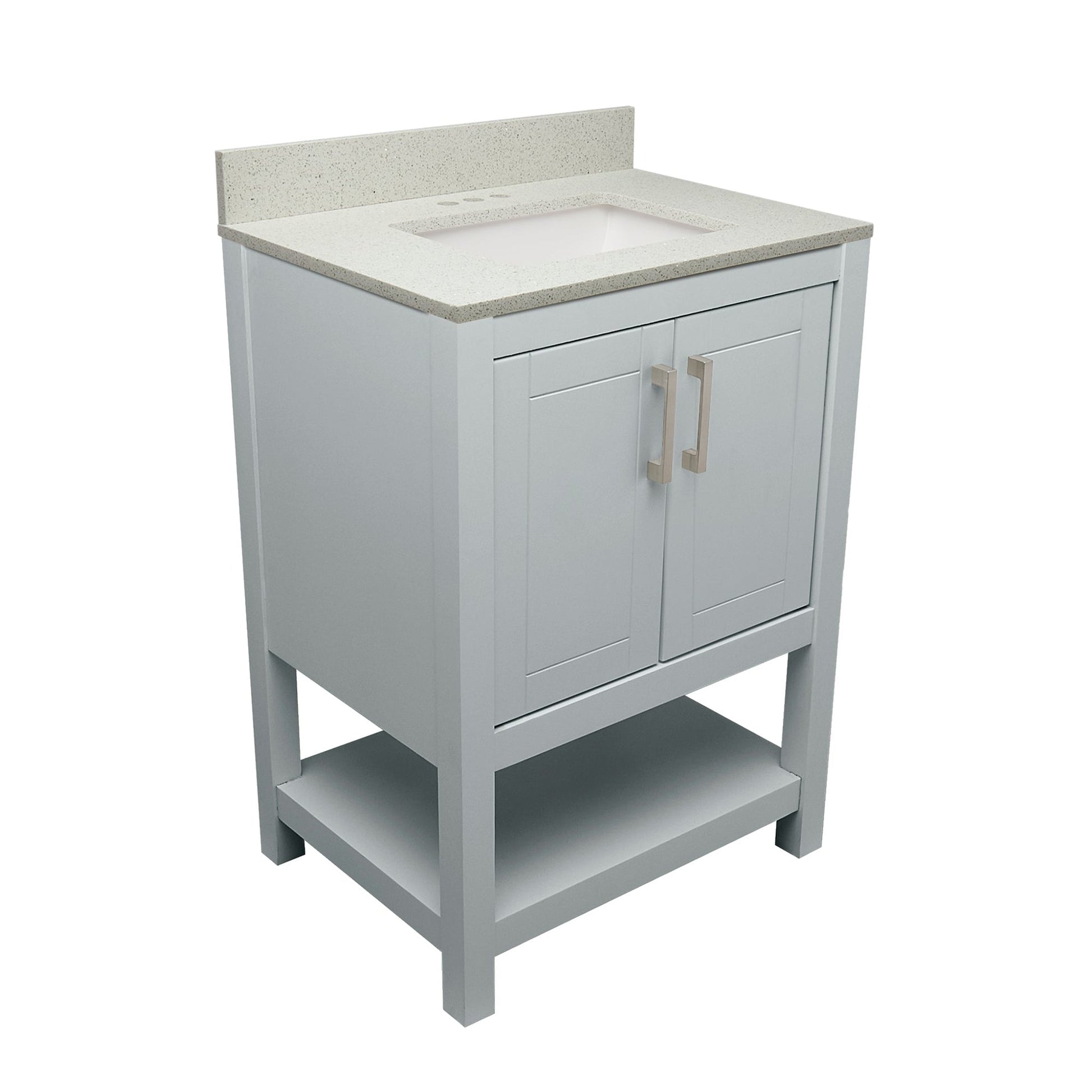 Ella's Bubbles Taos 25" Gray Bathroom Vanity With Galaxy White Quartz Stone Top With Backsplash and Sink