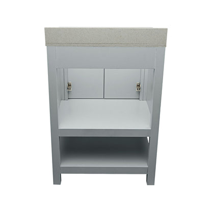 Ella's Bubbles Taos 25" Gray Bathroom Vanity With Galaxy White Quartz Stone Top With Backsplash and Sink