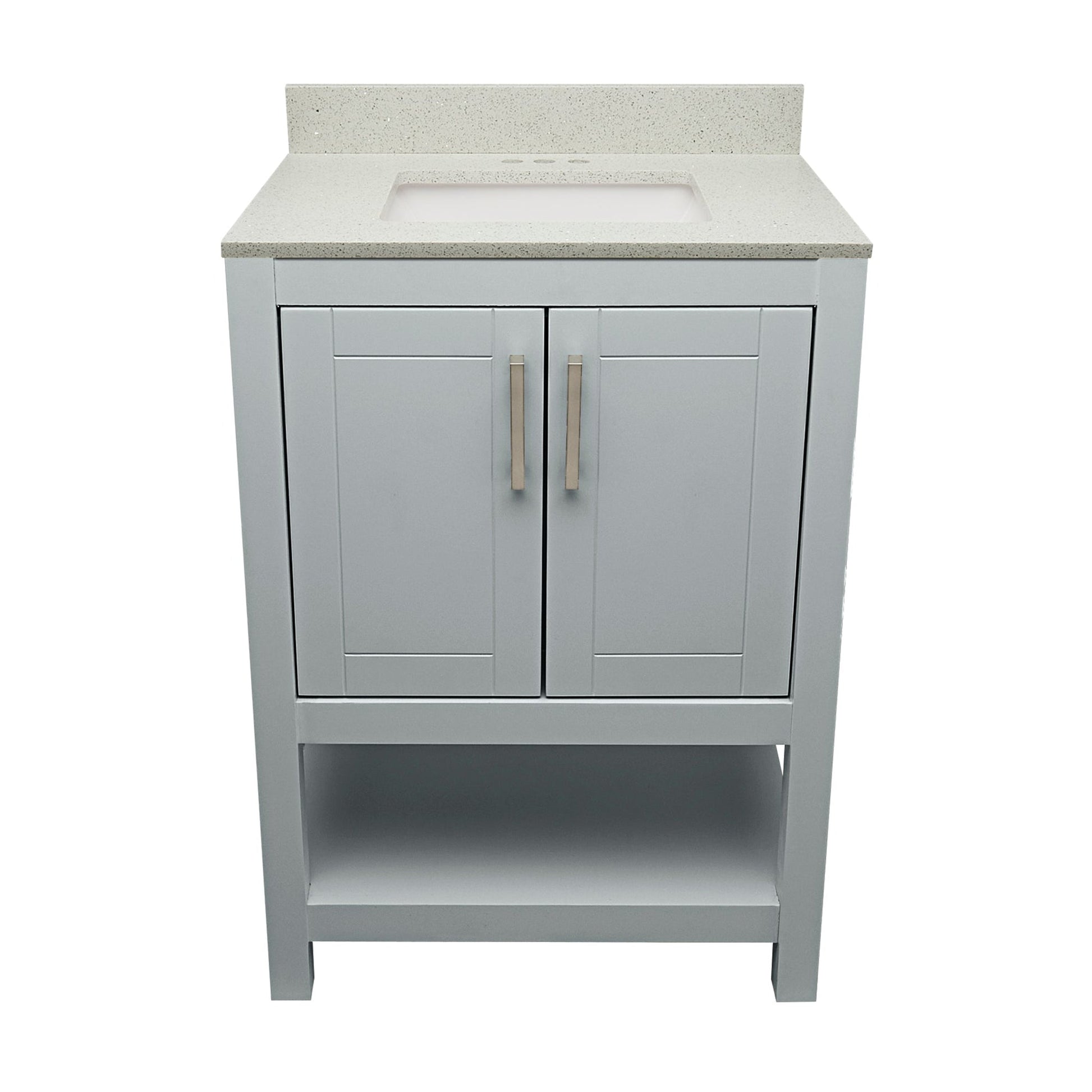 Ella's Bubbles Taos 25" Gray Bathroom Vanity With Galaxy White Quartz Stone Top With Backsplash and Sink